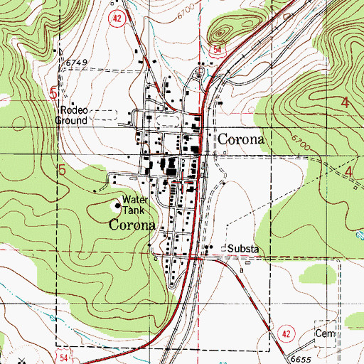 Topographic Map of Lincoln County Emergency Medical Services Corona Station, NM