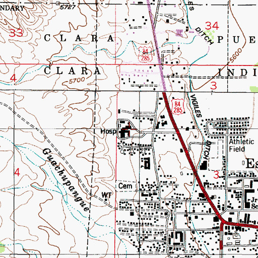 Topographic Map of Espanola Valley Emergency Medical Services, NM
