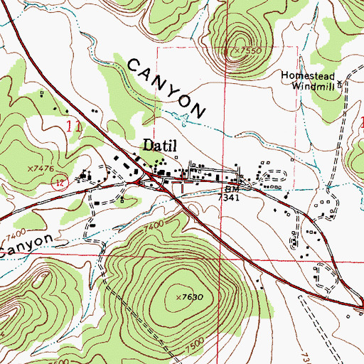 Topographic Map of Datil Emergency Medical Services, NM