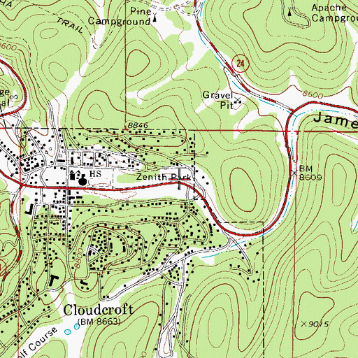 Topographic Map of Cloudcroft Intermediate Life Support, NM