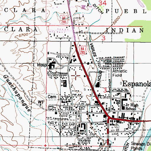 Topographic Map of Espanola Fire Department Main Station, NM