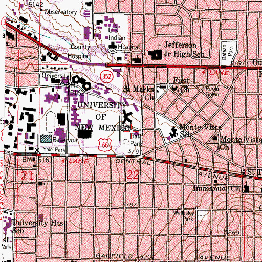Topographic Map of Albuquerque Fire Department Station 3, NM