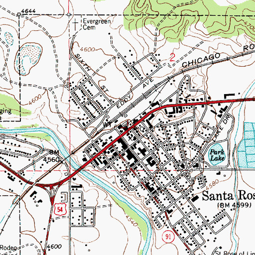 Topographic Map of Santa Rosa Emergency Medical Services, NM