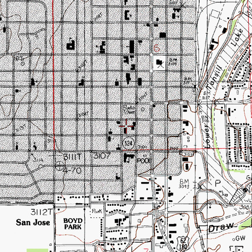 Topographic Map of Carlsbad Fire Department Station 1, NM