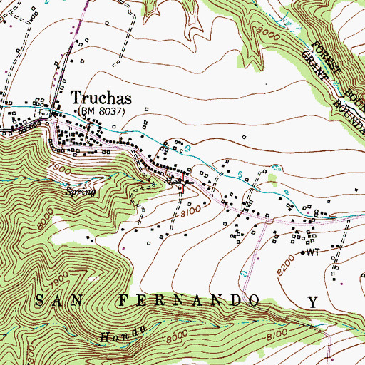 Topographic Map of Truchas Volunteer Fire Department, NM