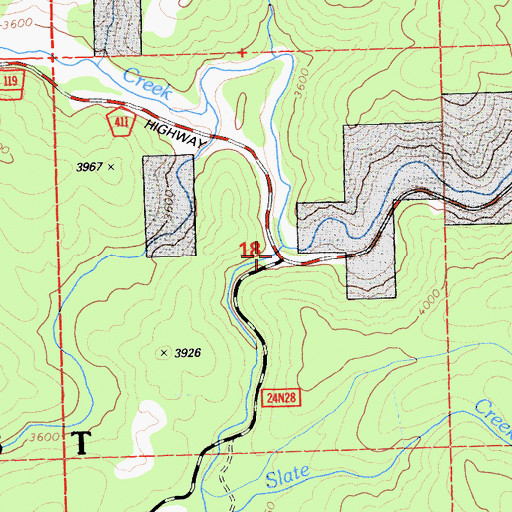 Topographic Map of Slate Creek, CA