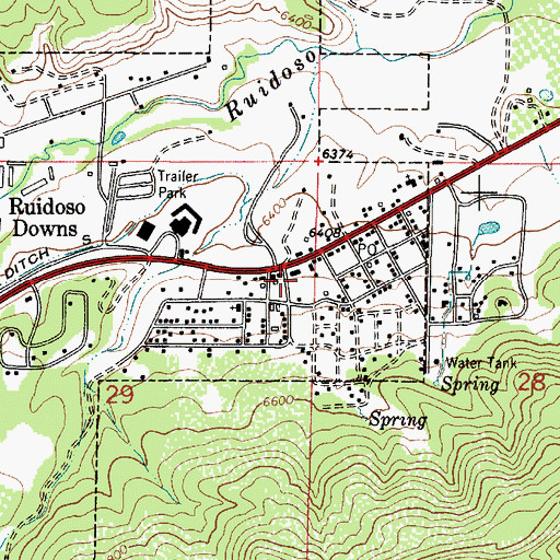 Topographic Map of Ruidoso Downs Police Department, NM
