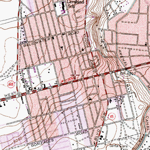 Topographic Map of Albuquerque Fire Department Station 7, NM