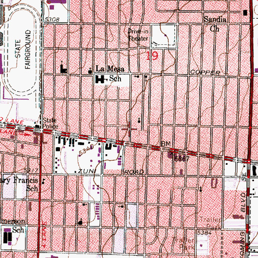 Topographic Map of Albuquerque Fire Department Station 5, NM