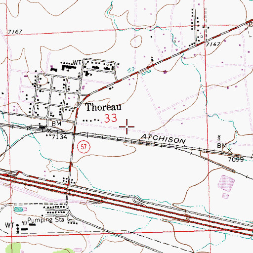 Topographic Map of Thoreau Volunteer Fire Department, NM