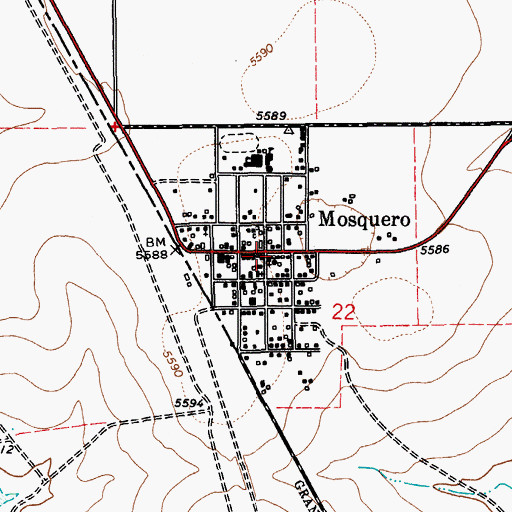 Topographic Map of Mosquero Volunteer Fire Department, NM