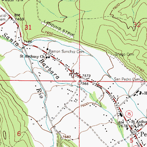 Topographic Map of Penasco Ambulance Service, NM