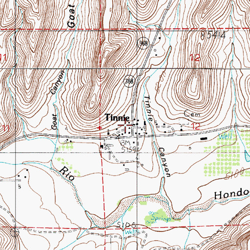 Topographic Map of Lincoln County Emergency Medical Services Hondo Station, NM