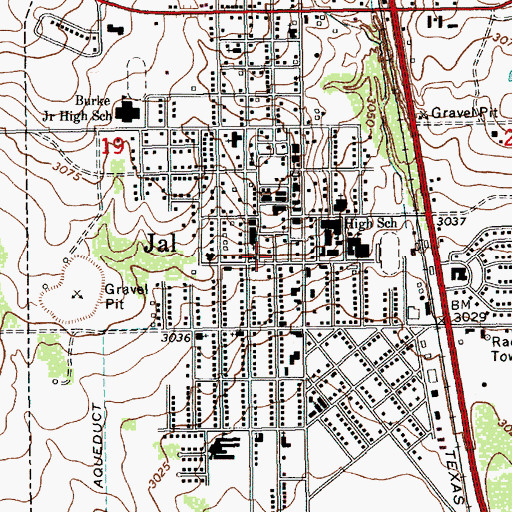Topographic Map of Jal Emergency Medical Services, NM