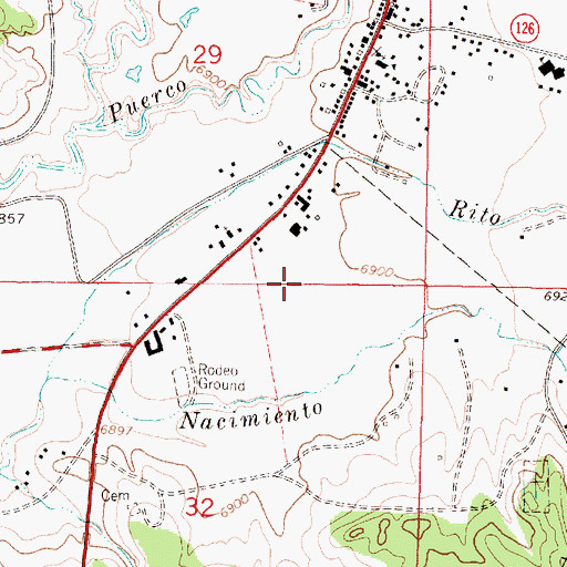 Topographic Map of Cuba Volunteer Fire Department, NM
