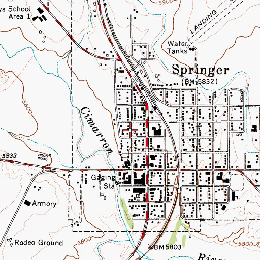 Topographic Map of Springer Fire Department, NM
