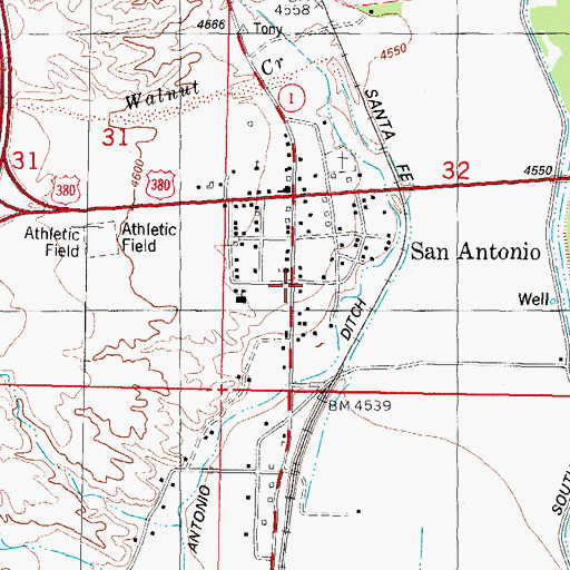 Topographic Map of San Antonio Fire and Rescue, NM