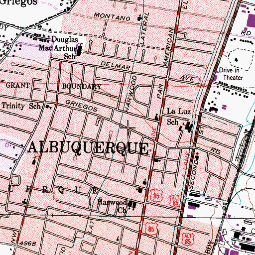 Topographic Map of Albuquerque Fire Department Station 6, NM