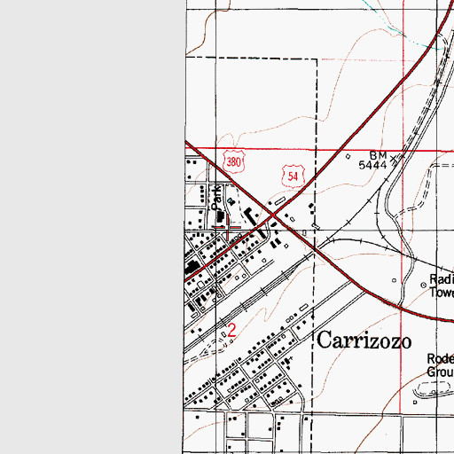 Topographic Map of Carrizozo Volunteer Fire Department, NM