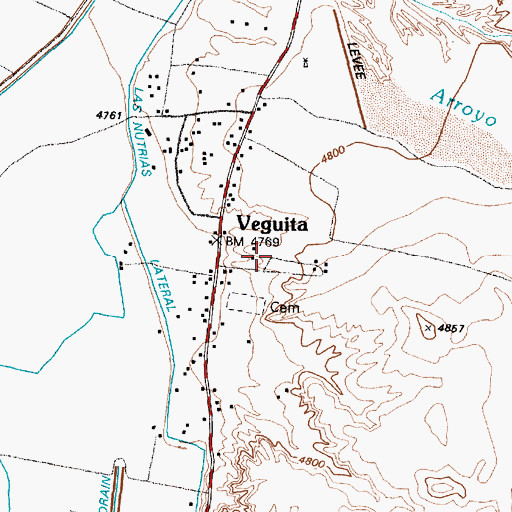 Topographic Map of Veguita Volunteer Fire Department, NM