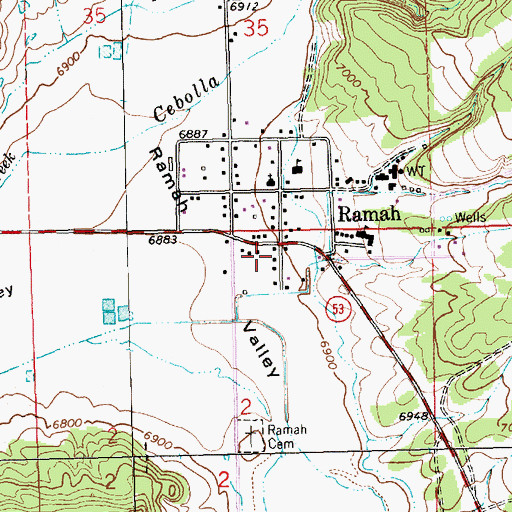 Topographic Map of Ramah Volunteer Fire and Rescue, NM