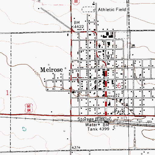 Topographic Map of Melrose Ambulance Service, NM