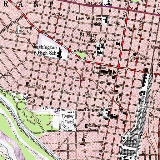 Topographic Map of Albuquerque Fire Department Station 1, NM