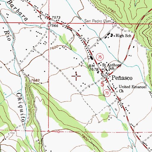 Topographic Map of Penasco Fire District Station 1, NM