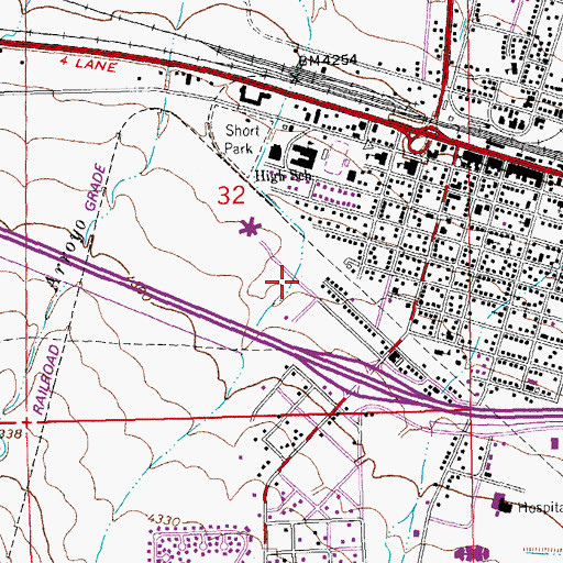 Topographic Map of Lordsburg Volunteer Fire Department, NM