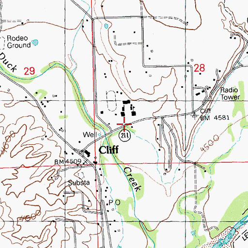 Topographic Map of Cliff - Gila Valley Volunteer Fire Department and Emergency Medical Services, NM