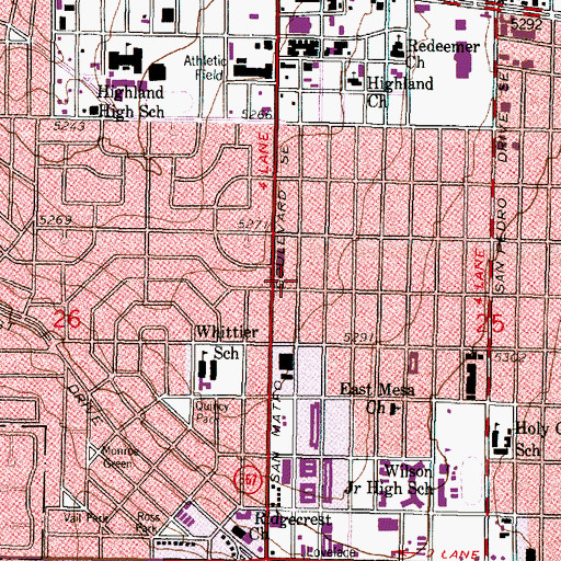 Topographic Map of Albuquerque Fire Department Station 11, NM