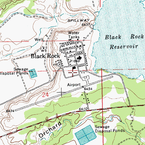 Topographic Map of Pueblo of Zuni Volunteer Fire and Emergency Medical Services Station 1 Black Rock, NM
