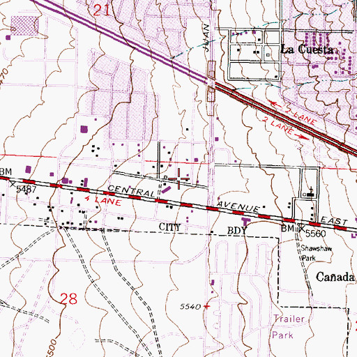 Topographic Map of Albuquerque Fire Department Station 12, NM