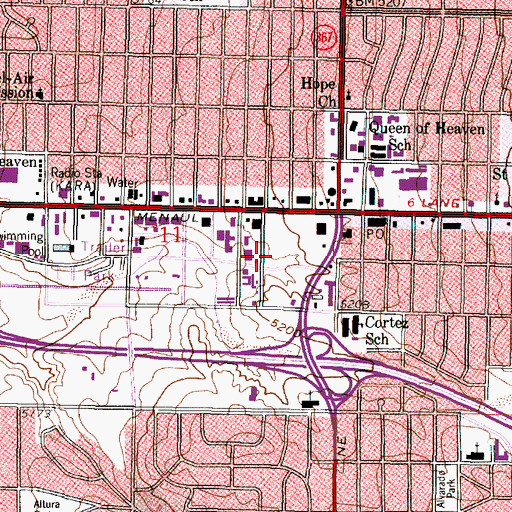 Topographic Map of Albuquerque Fire Department Station 13, NM