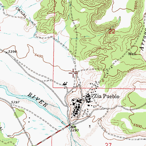 Topographic Map of Zia Pueblo Volunteer Fire Department, NM