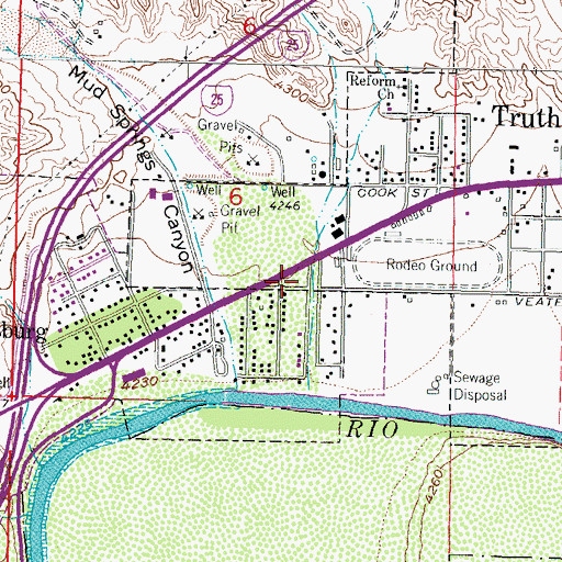 Topographic Map of Williamsburg Volunteer Fire Department, NM