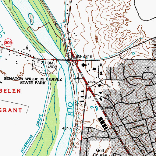 Topographic Map of Rio Grande Estates Fire and Rescue Main Station, NM