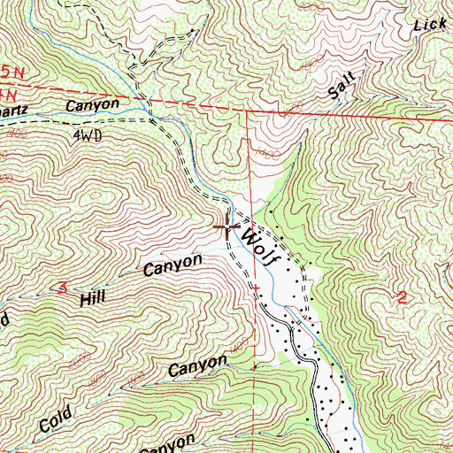 Topographic Map of Salt Lick Canyon, CA