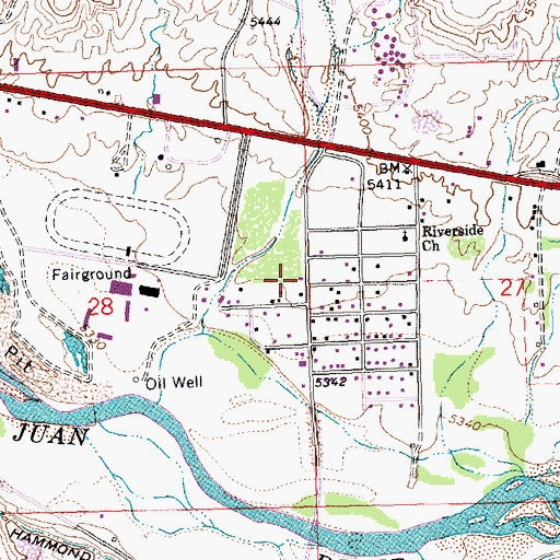 Topographic Map of San Juan County Fire District 6 Lee Acres, NM