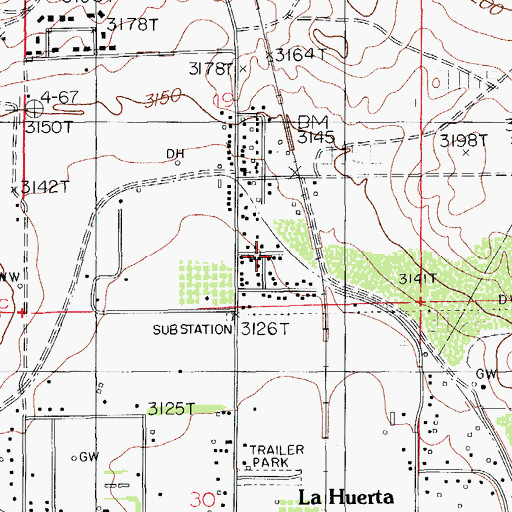 Topographic Map of La Huerta Fire Department Station 1, NM