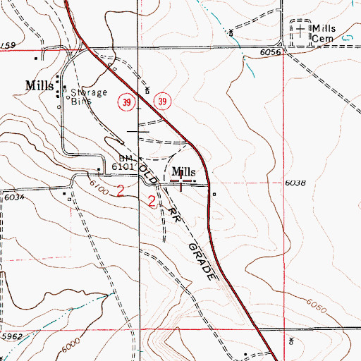 Topographic Map of Harding County Fire District 1 Mills Substation, NM