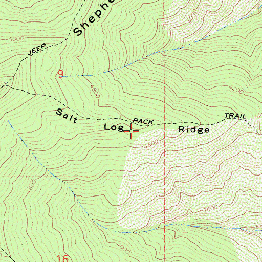 Topographic Map of Salt Log Ridge, CA