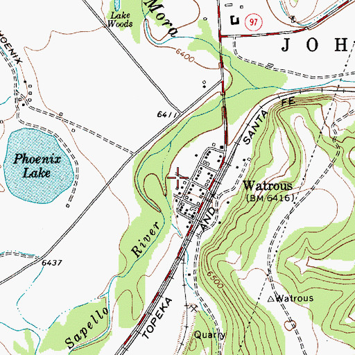 Topographic Map of Watrous Volunteer Fire Department, NM