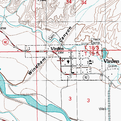 Topographic Map of Virden Volunteer Fire Department, NM