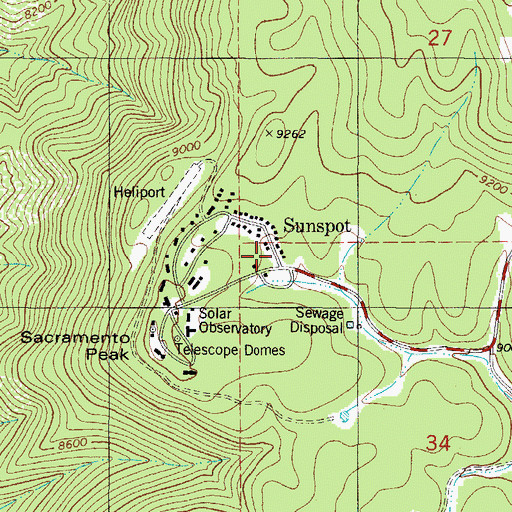 Topographic Map of Sunspot Volunteer Fire Department, NM