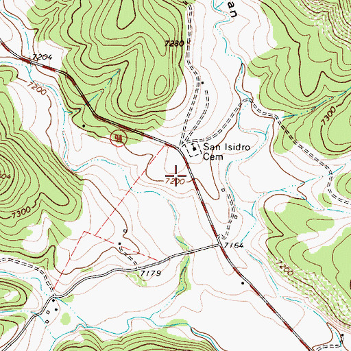 Topographic Map of San Miguel County Fire District Sapello Rociada Fire Department, NM