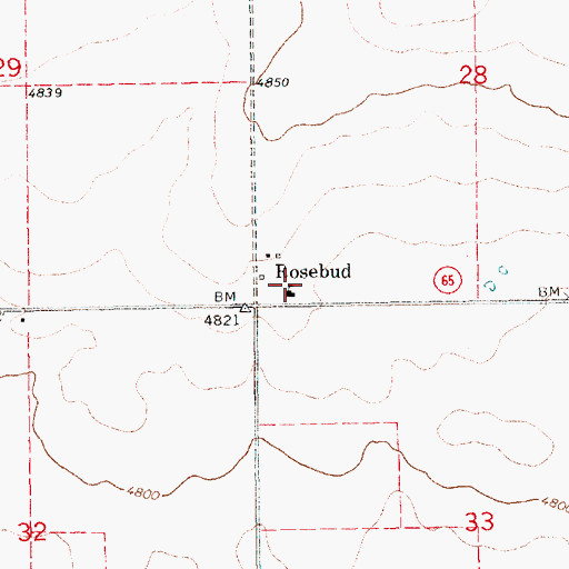 Topographic Map of Rosebud Fire and Rescue Station 1 Main Station, NM