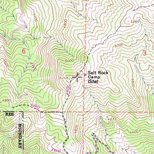 Topographic Map of Salt Rock Camp, CA
