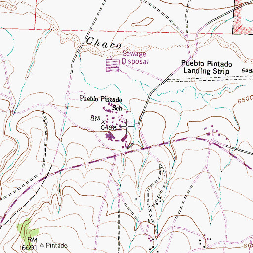 Topographic Map of Pueblo Pintado Volunteer Fire Department, NM