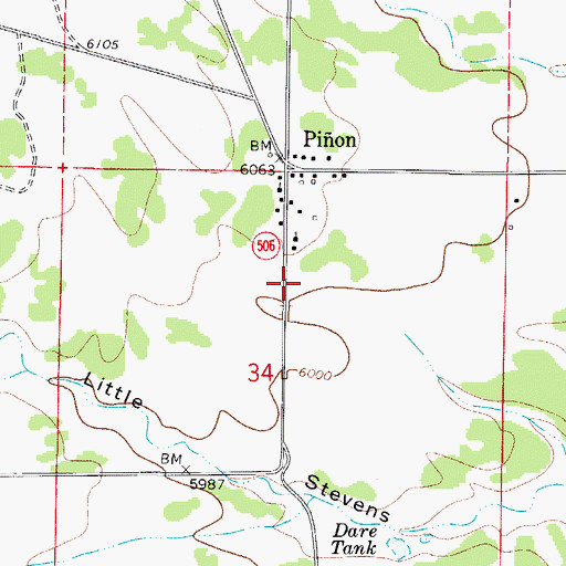 Topographic Map of Pinon Volunteer Fire Department, NM